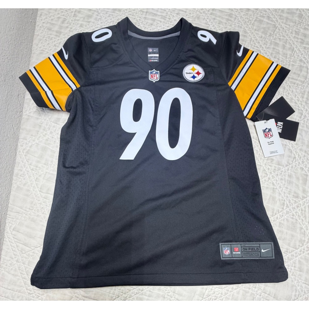 Nike Pittsburgh Steelers Jersey Womens Large Black TJ Watt 90 NFL On Field
